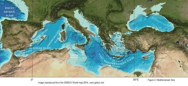 Figure 4: Mediterranean Sea
Image reproduced from the GEBCO World map 2014, www.gebco.net