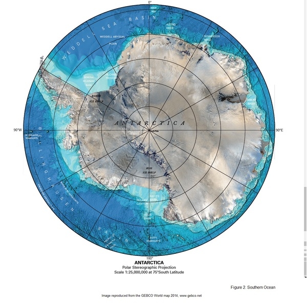 Figure 2. Southern Ocean
Image reproduced from the GEBCO World map 2014, www.gebco.net